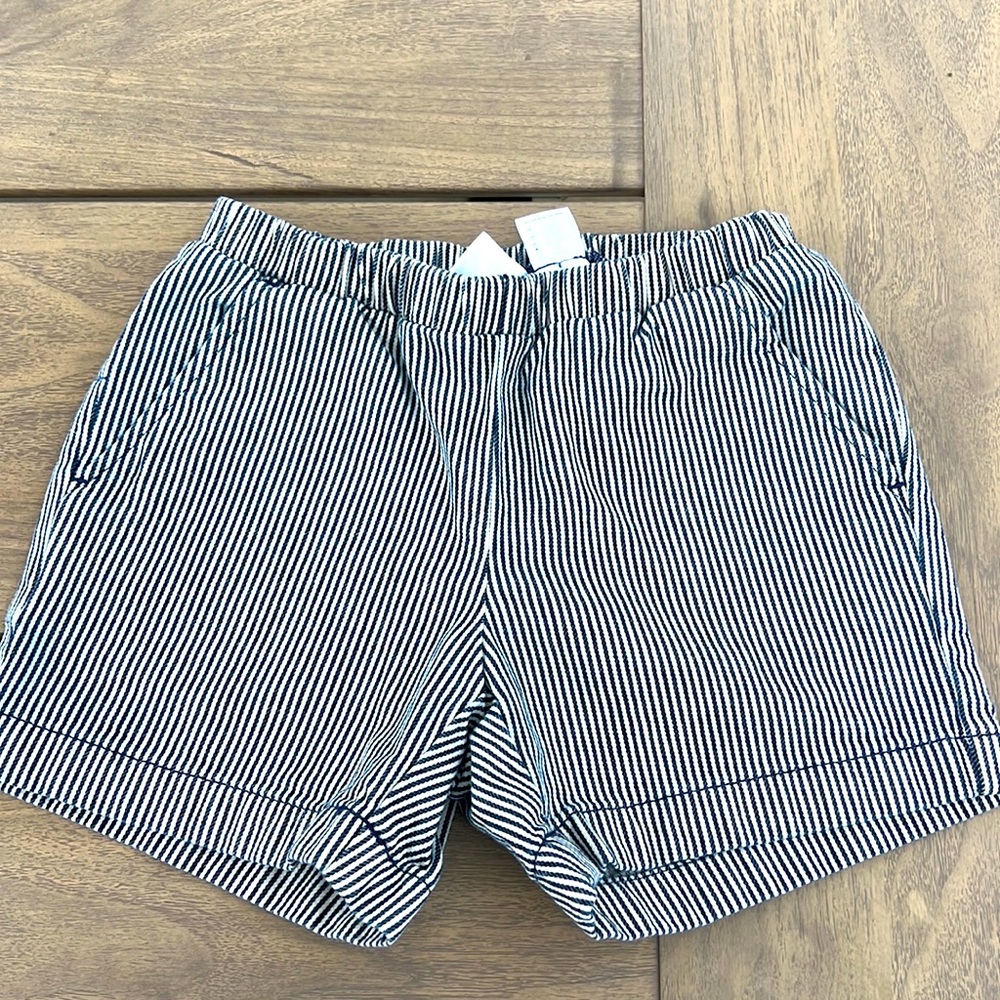 Blue and white thin striped denim short Hanna Andersson